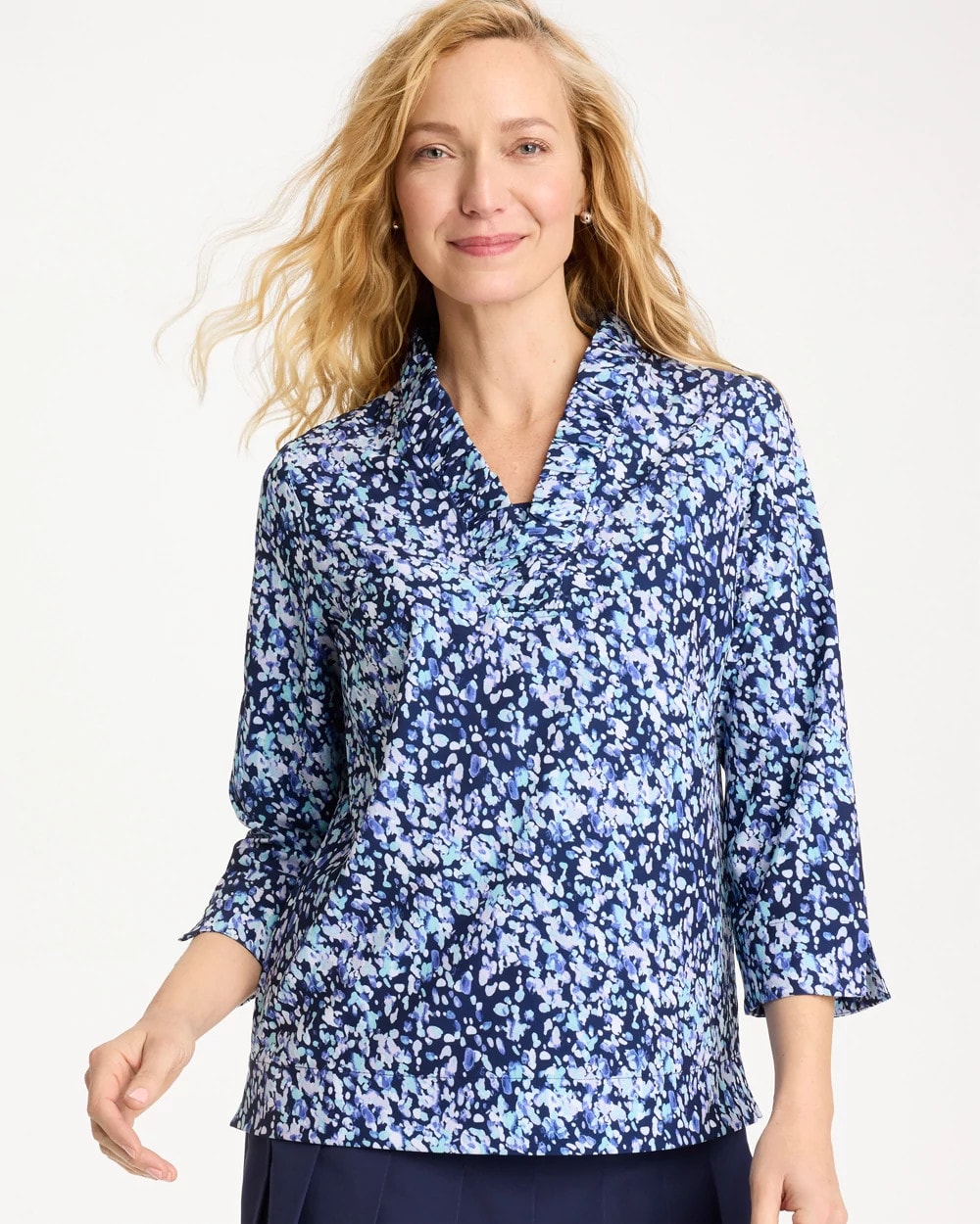 Zenergy® UPF Ruffle Neck Top Amparo Blue - Chico's