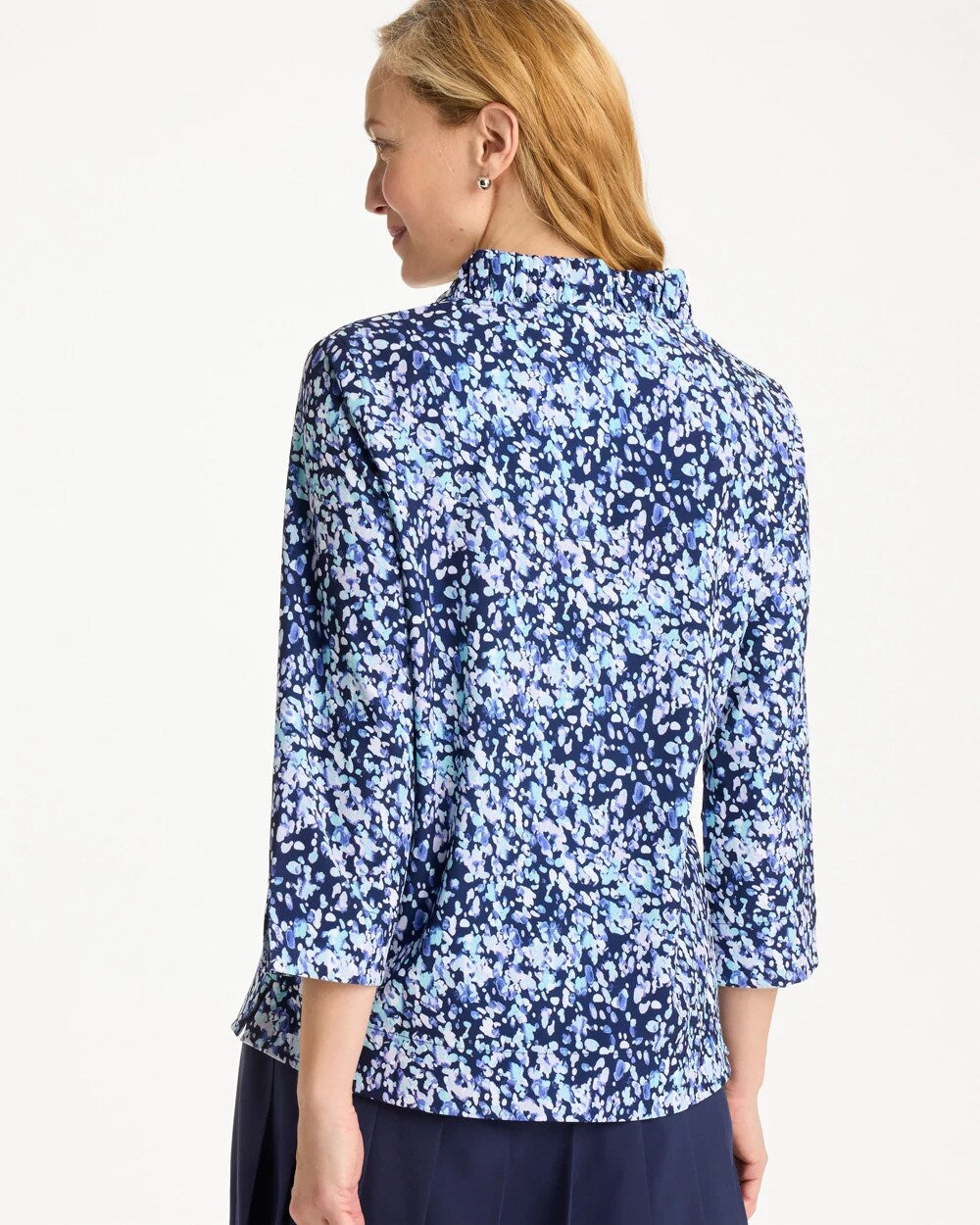 Zenergy® UPF Ruffle Neck Top Amparo Blue - Chico's