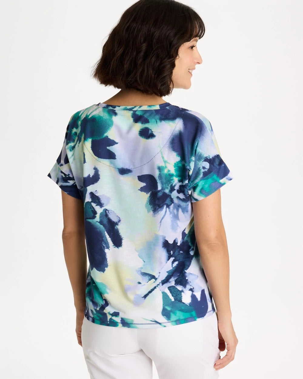 Zenergy® Floral Drop Shoulder Tee Topanga Green - Chico's