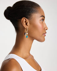 Fish Charm Crinkle Hoop Earrings Blue Multi - Chico's