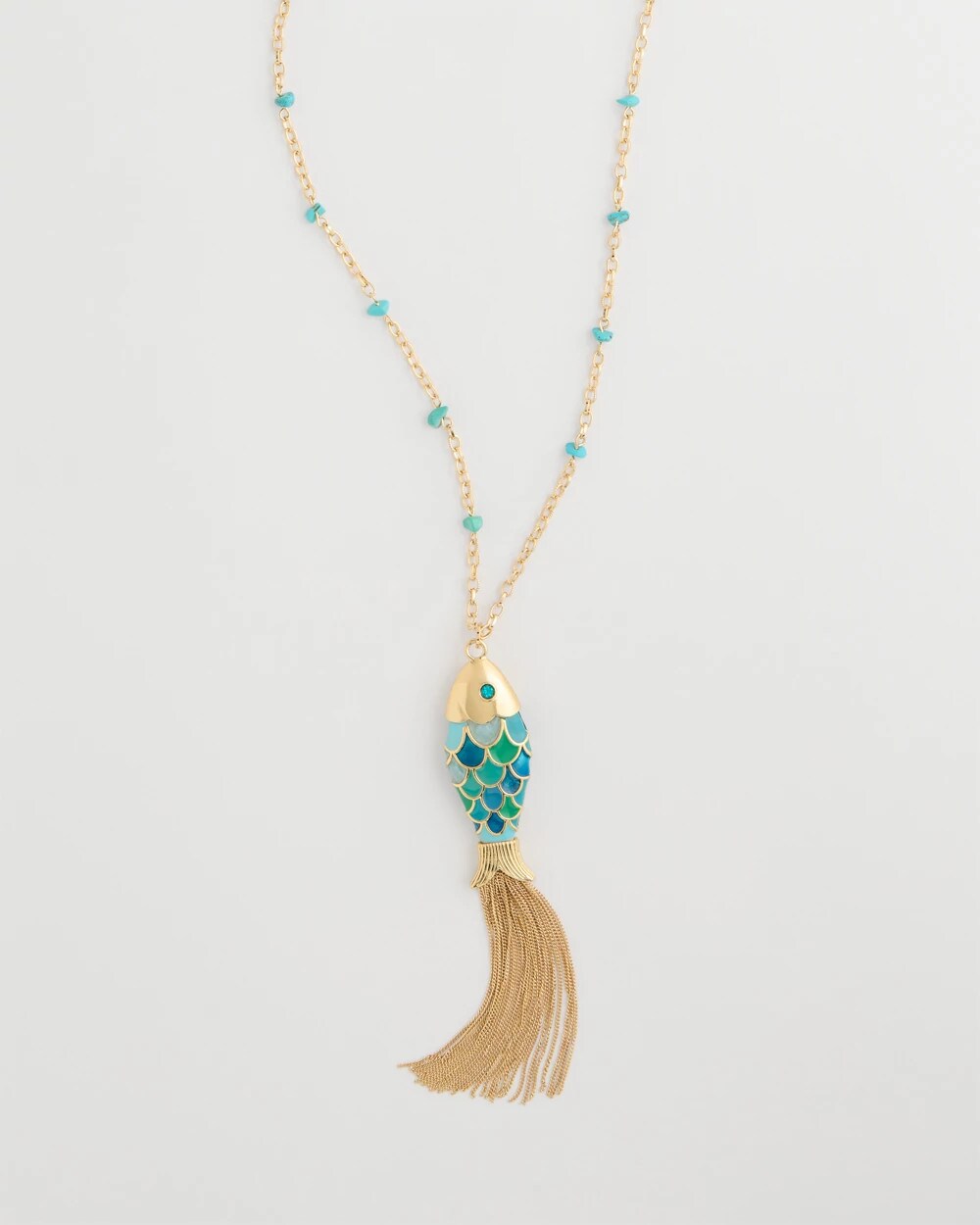 Tassel Fish Pendant Necklace Blue Multi - Chico's