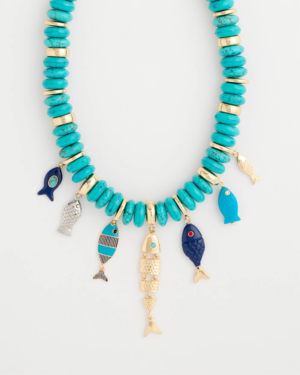 Turquoise Fish Charm Statement Necklace Turquoise - Chico's
