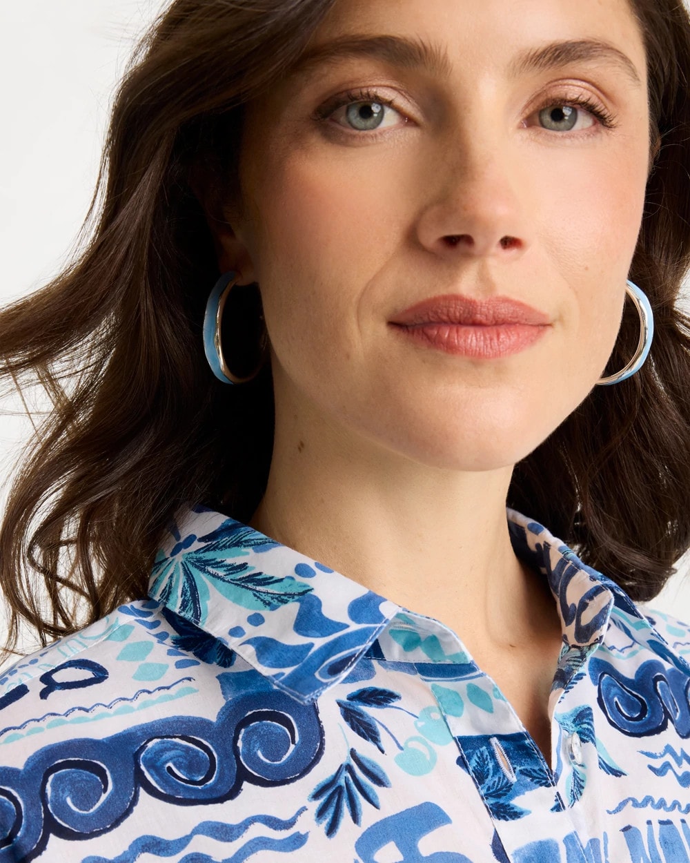 Sea Glass Inspired Hoop Earrings Blue - Chico's