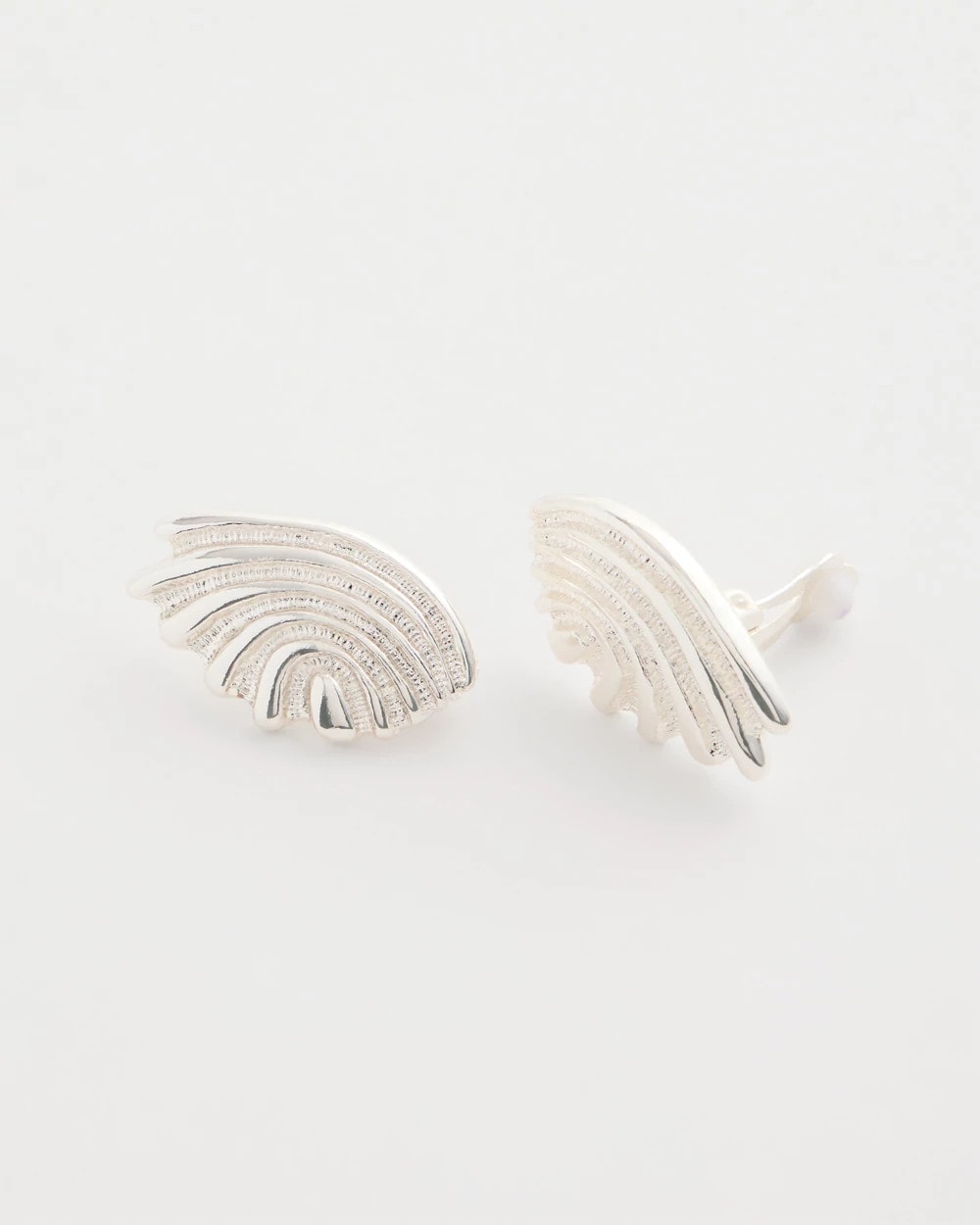Silvertone Shell Clip-On Earrings Silver - Chico's