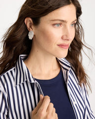 Silvertone Shell Clip-On Earrings Silver - Chico's