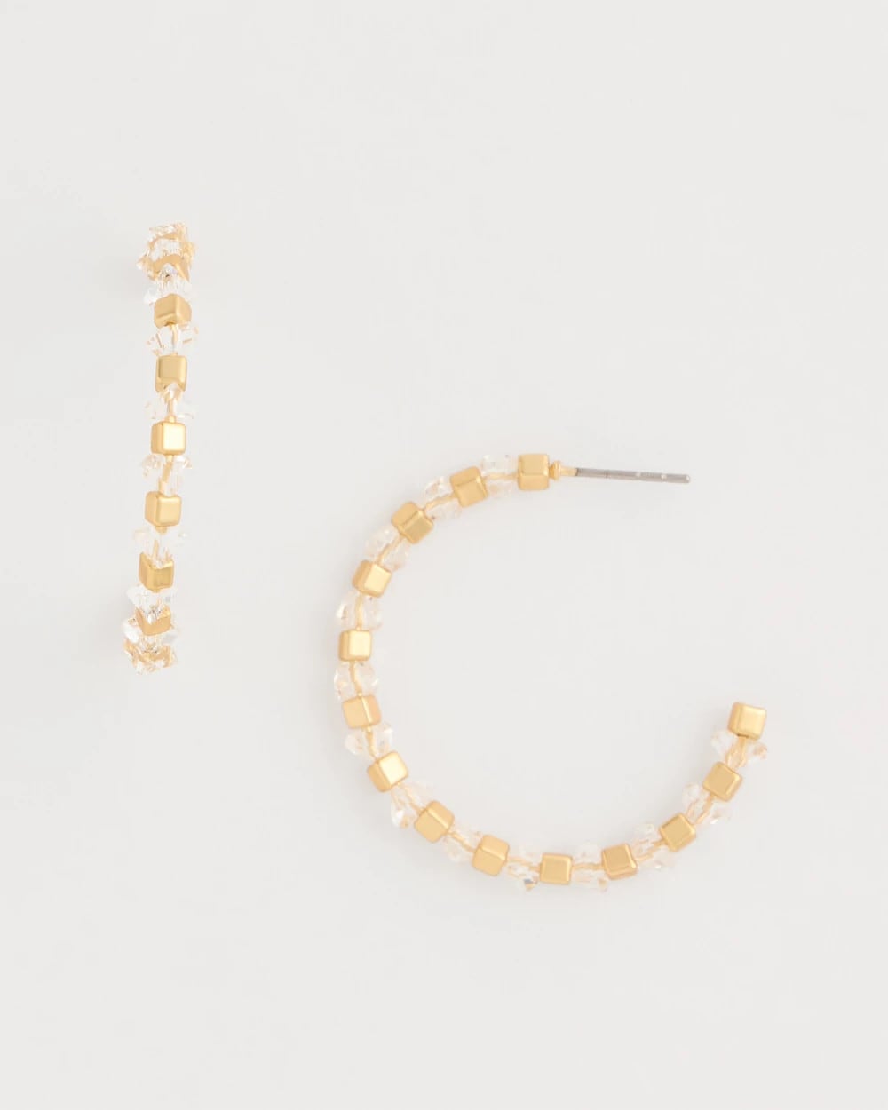 Sea Foam Hoop Earrings White/Gold - Chico's