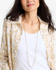 Sea Foam Long Single-Strand Necklace White/Gold - Chico's