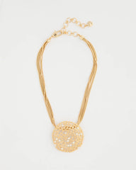Sea Foam Medallion Pendant Necklace Gold - Chico's
