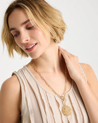 Sea Foam Medallion Double-Strand Pendant Necklace Gold - Chico's
