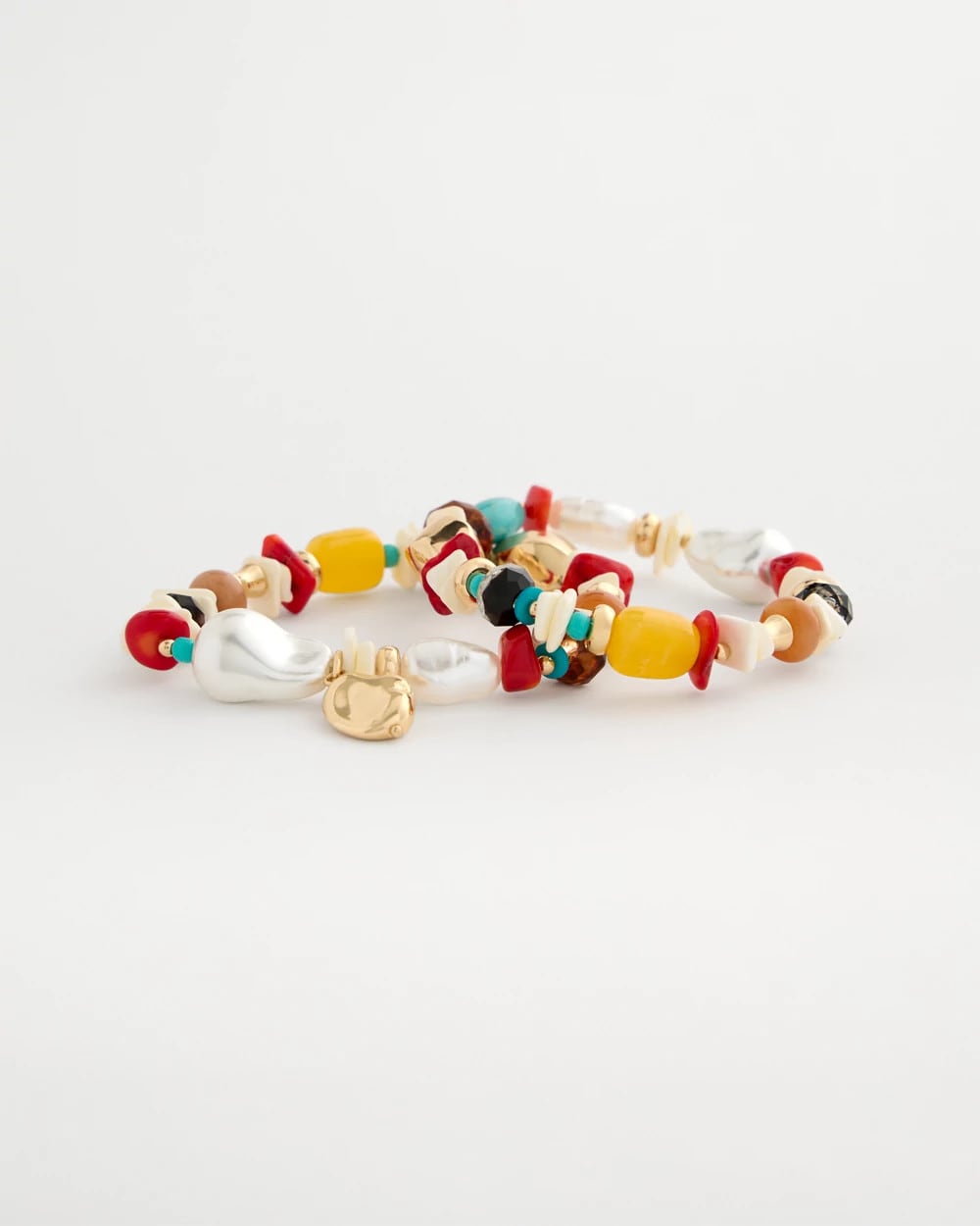 Set of Two Pearl Beaded Stretch Bracelets Multi - Chico's