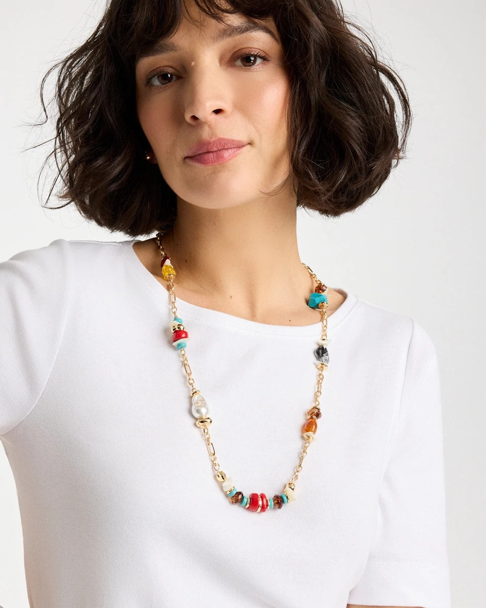 Mixed-Media Long Beaded Necklace Multi - Chico's