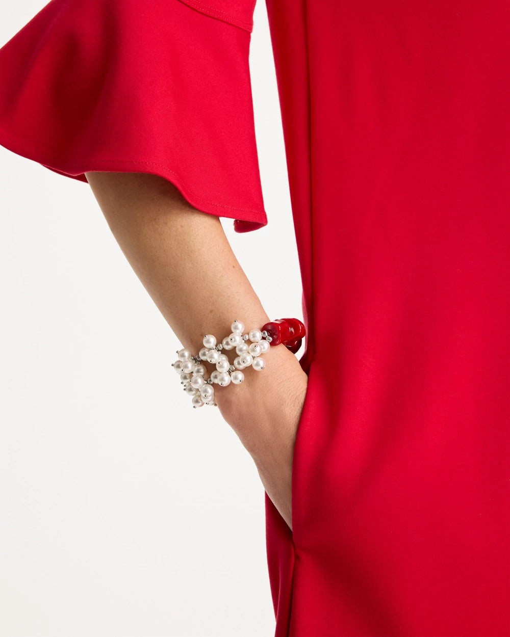 Red Resin Pearlescent Stretch Bracelet Red - Chico's