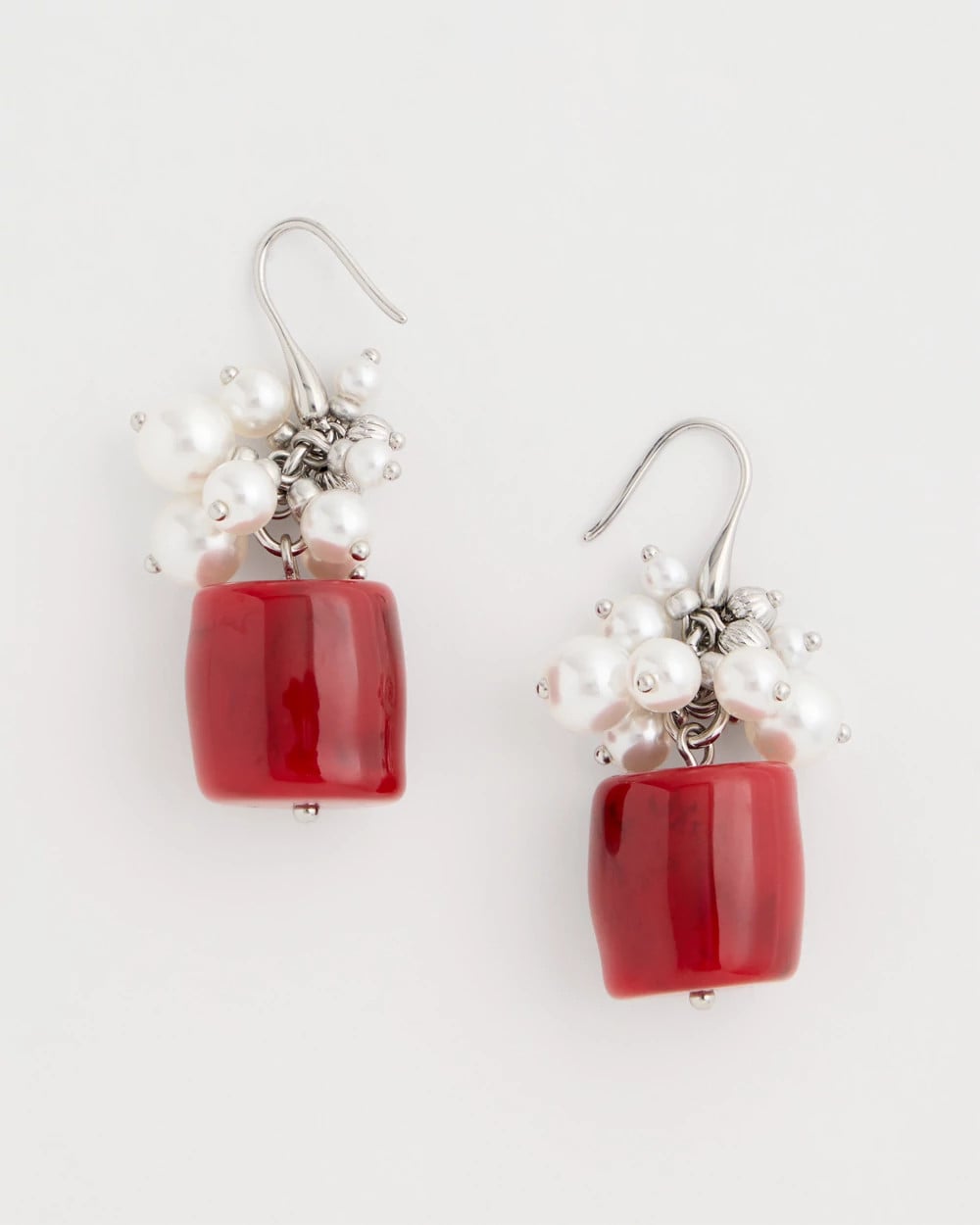 Red Resin Pearlescent Earrings Red - Chico's