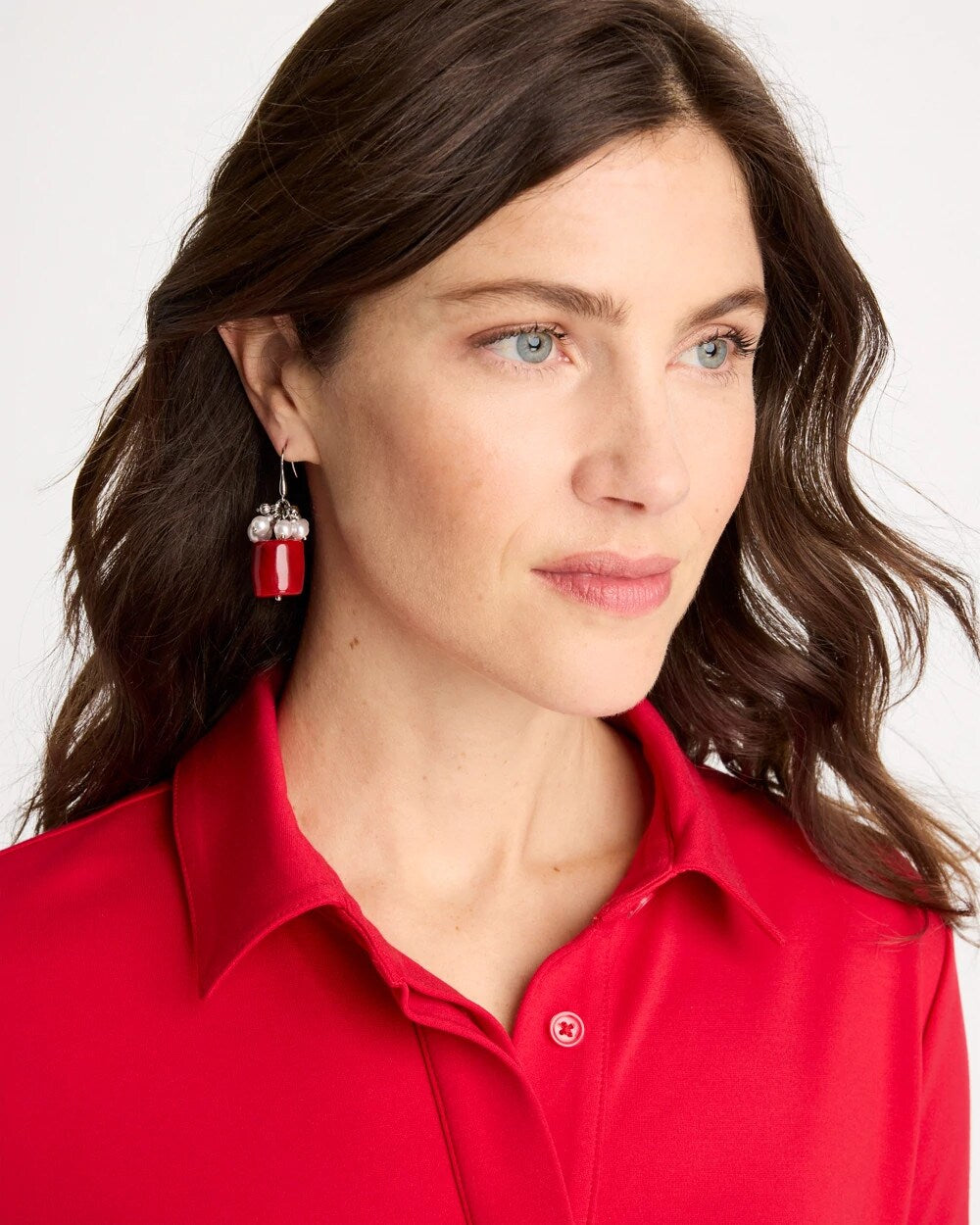 Red Resin Pearlescent Earrings Red - Chico's