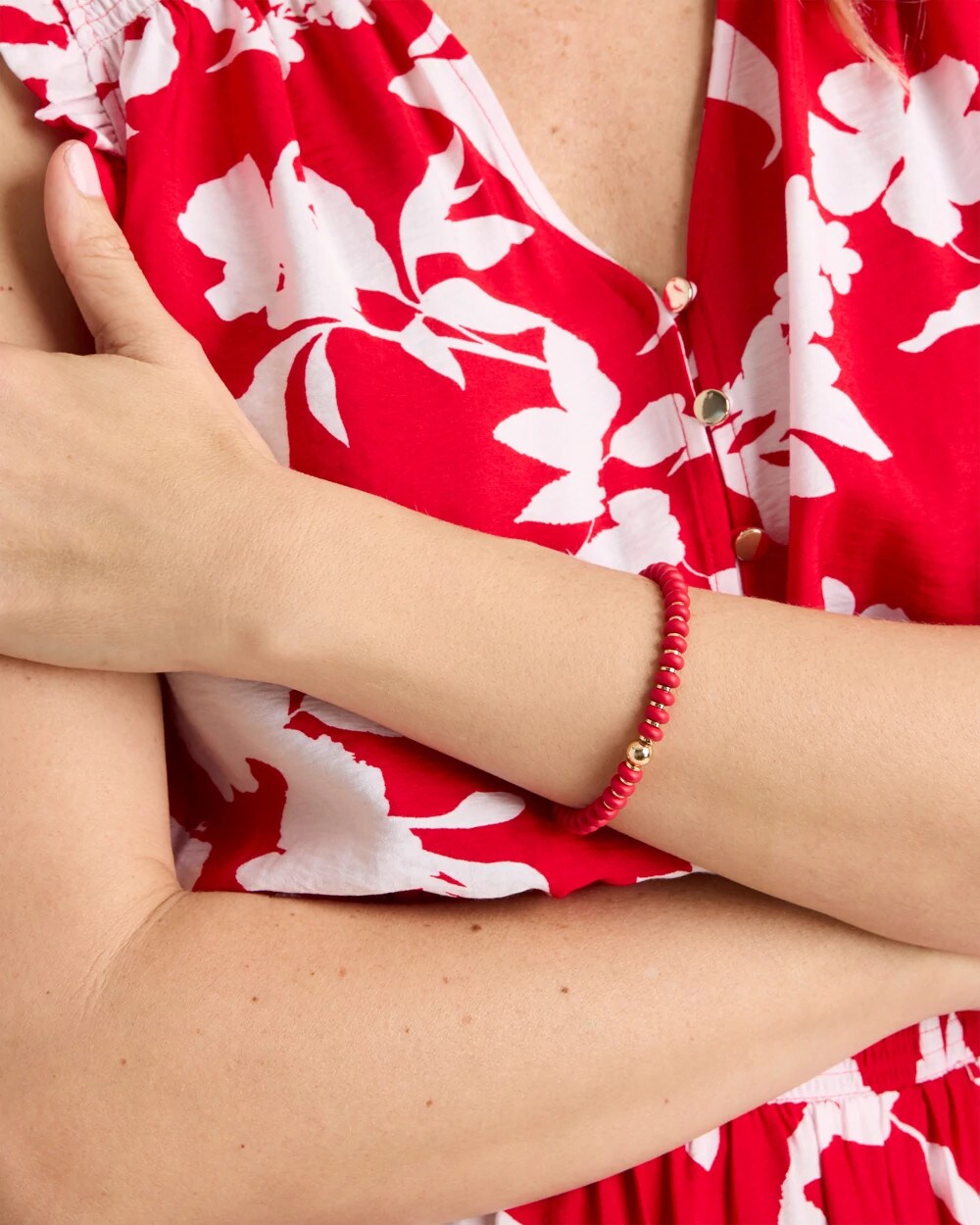 Red Beaded Stretch Bracelet Red - Chico's