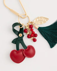 Faux Leather Cherry Bag Charm Key Chain Red - Chico's