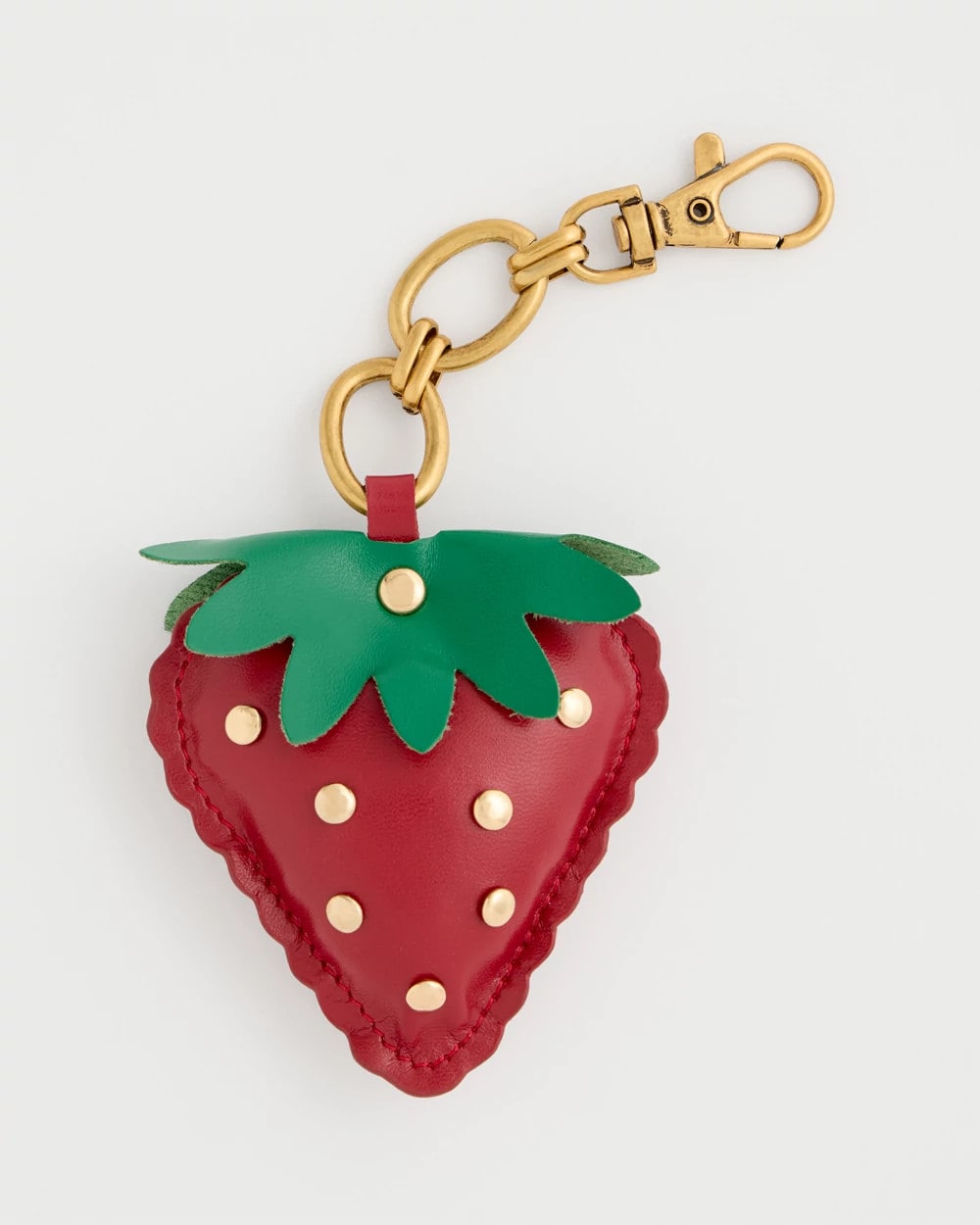 Faux Leather Strawberry Bag Charm Key Chain Red - Chico's