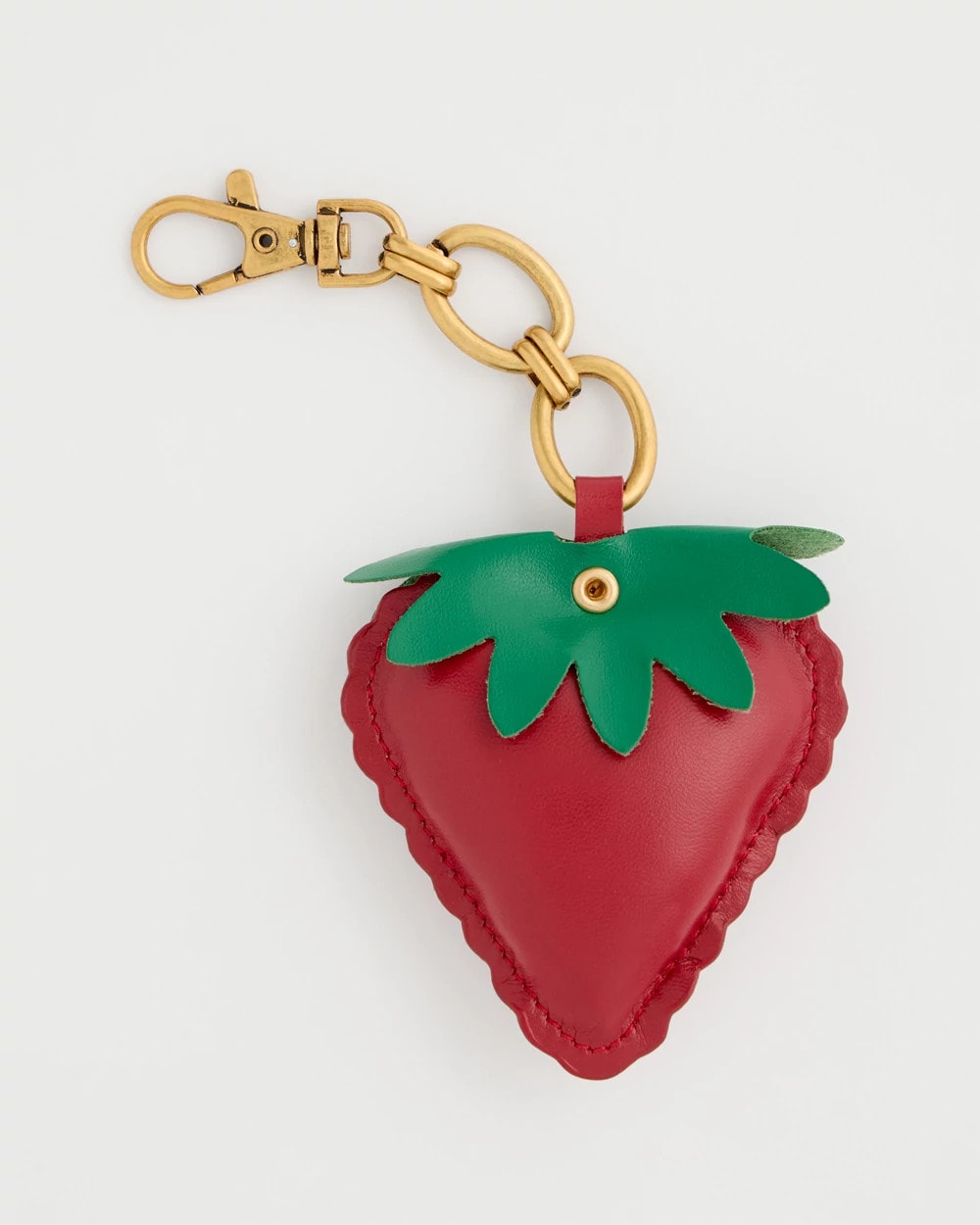 Faux Leather Strawberry Bag Charm Key Chain Red - Chico's