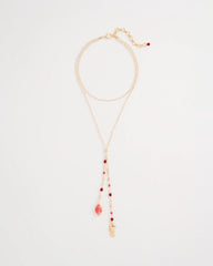 Coral Genuine Stone Y-Pendant Necklace Coral - Chico's