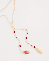 Coral Genuine Stone Y-Pendant Necklace Coral - Chico's