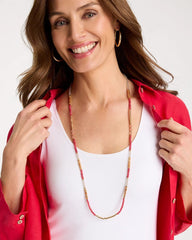 Coral Genuine Stone Long Necklace Coral - Chico's