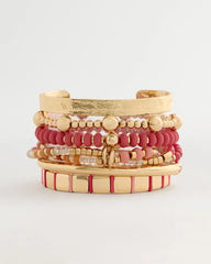 Glam Goldtone Slice Stretch Bracelet Coral - Chico's