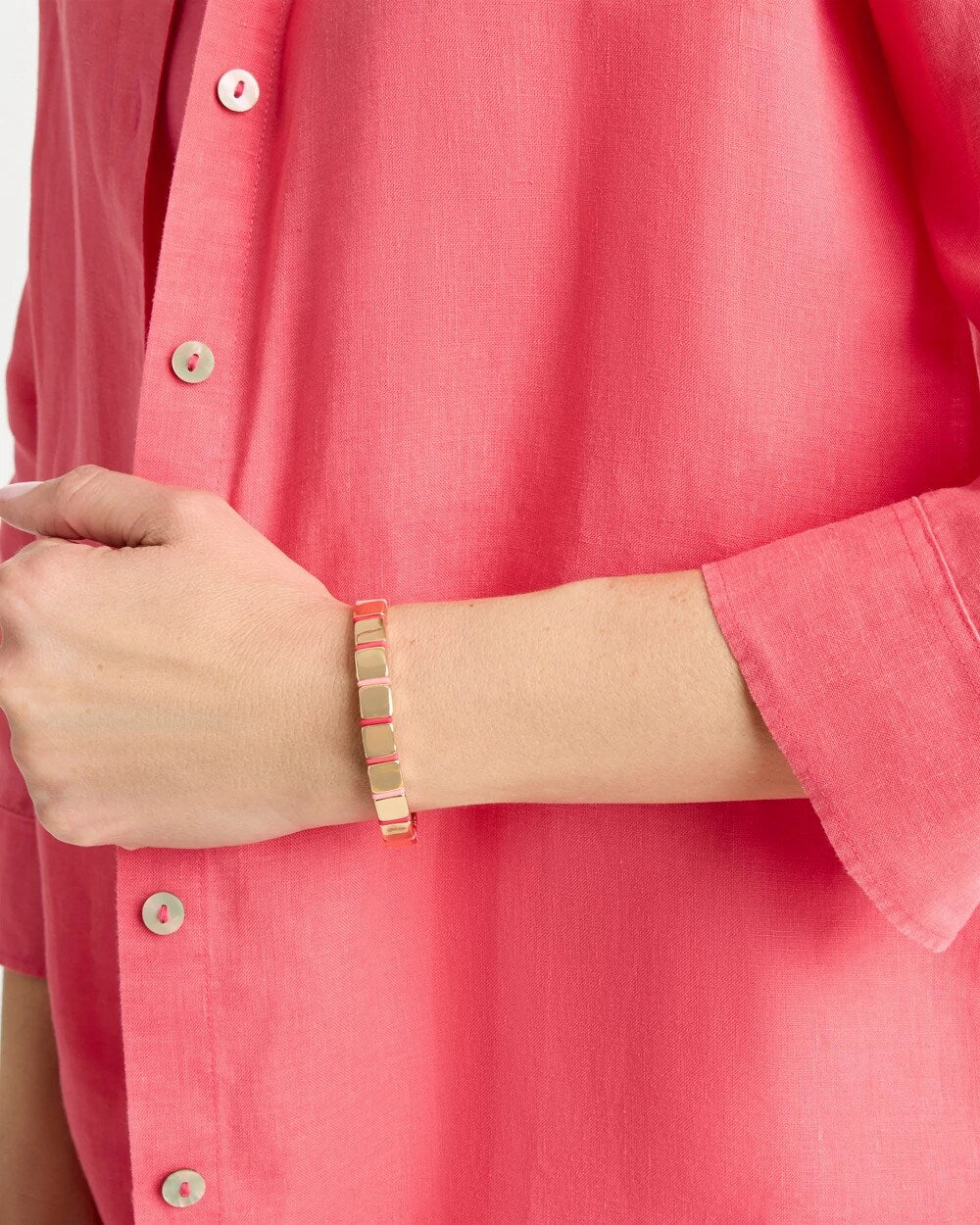 Glam Goldtone Slice Stretch Bracelet Coral - Chico's