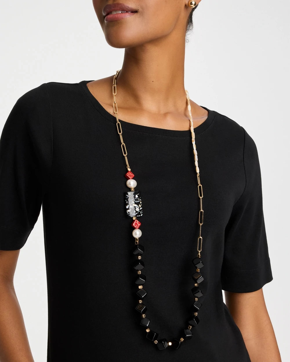 Asymmetrical Long Single-Strand Necklace Multi - Chico's