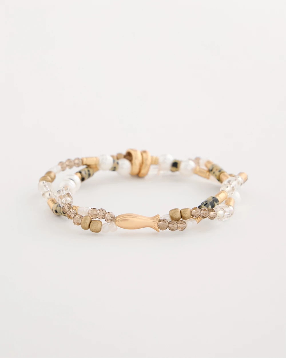 Jasper Stone Beaded Stretch Bracelet Neutral - Chico's