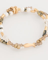 Jasper Stone Beaded Stretch Bracelet Neutral - Chico's