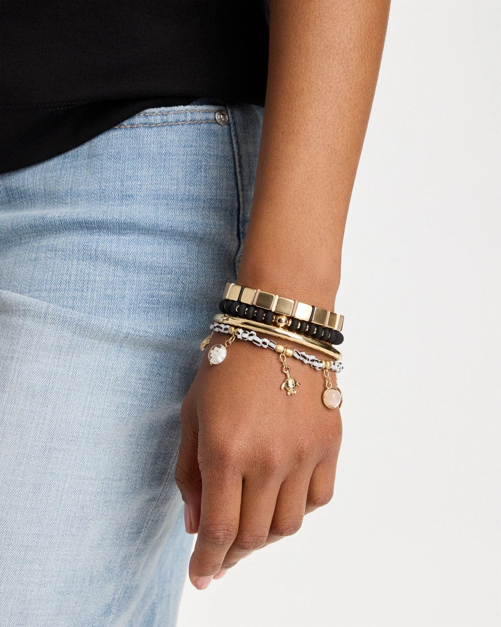 Beachy Charm Stretch Bracelet Black - Chico's