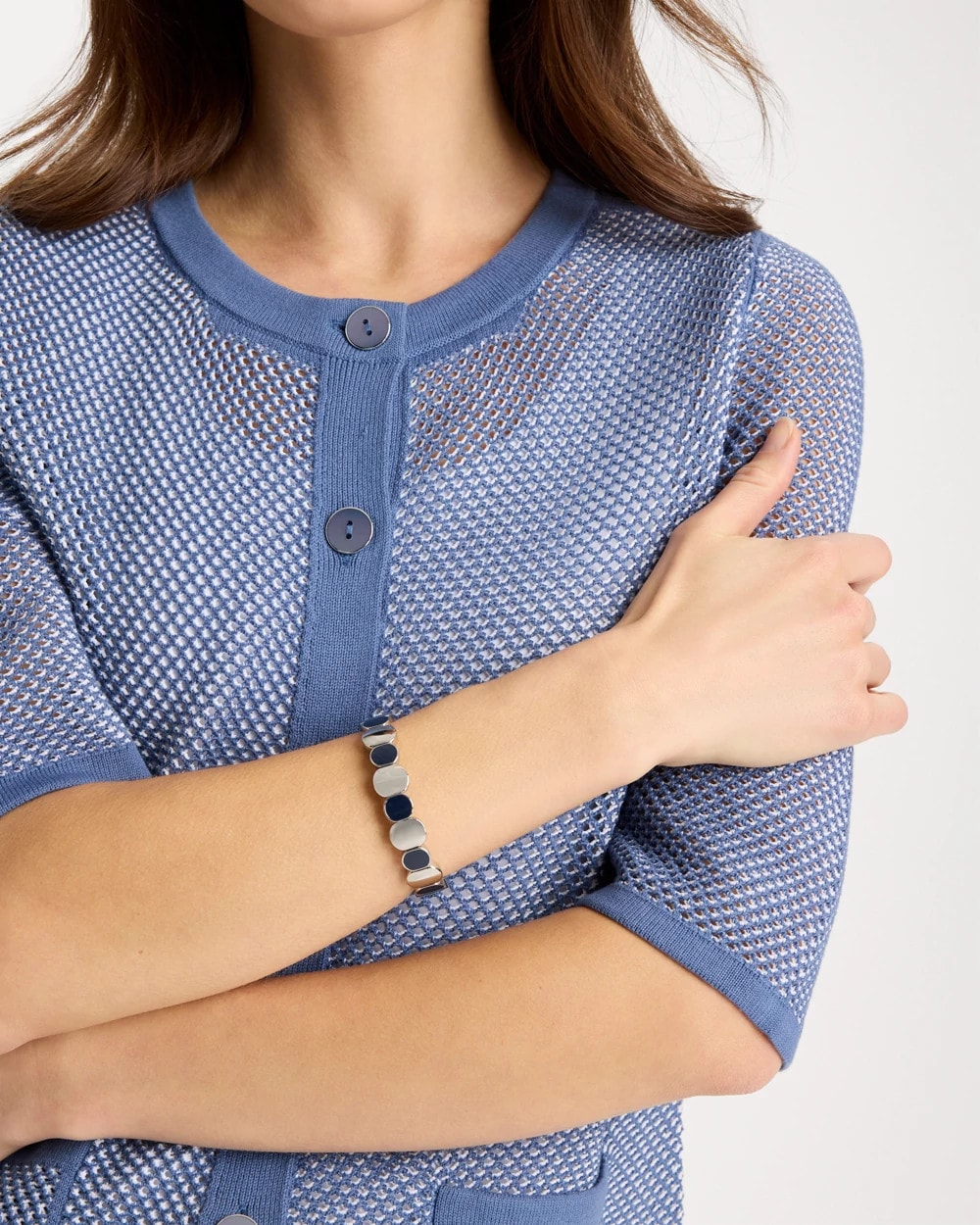 Navy Resin Glam Stretch Bracelet Navy - Chico's