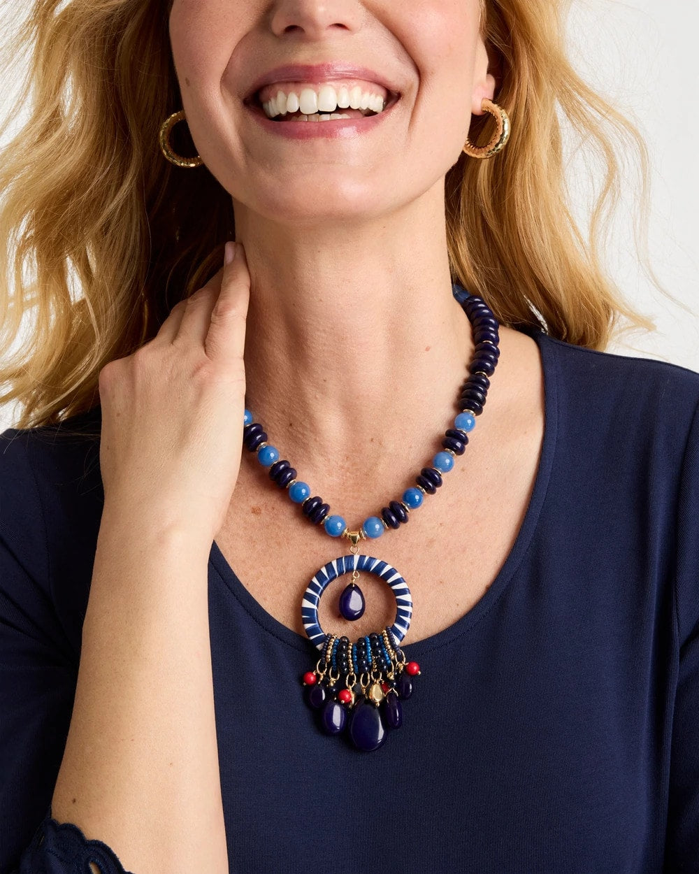 Americana Mixed Media Pendant Necklace Multi - Chico's