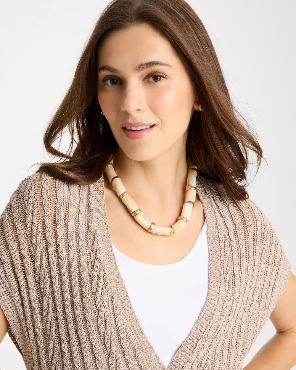 White Beaded Double-Strand Necklace White - Chico's