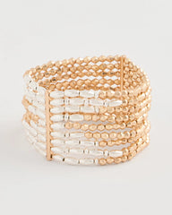 Multi-Strand Beaded Stretch Bracelet Mixed Metals - Chico's