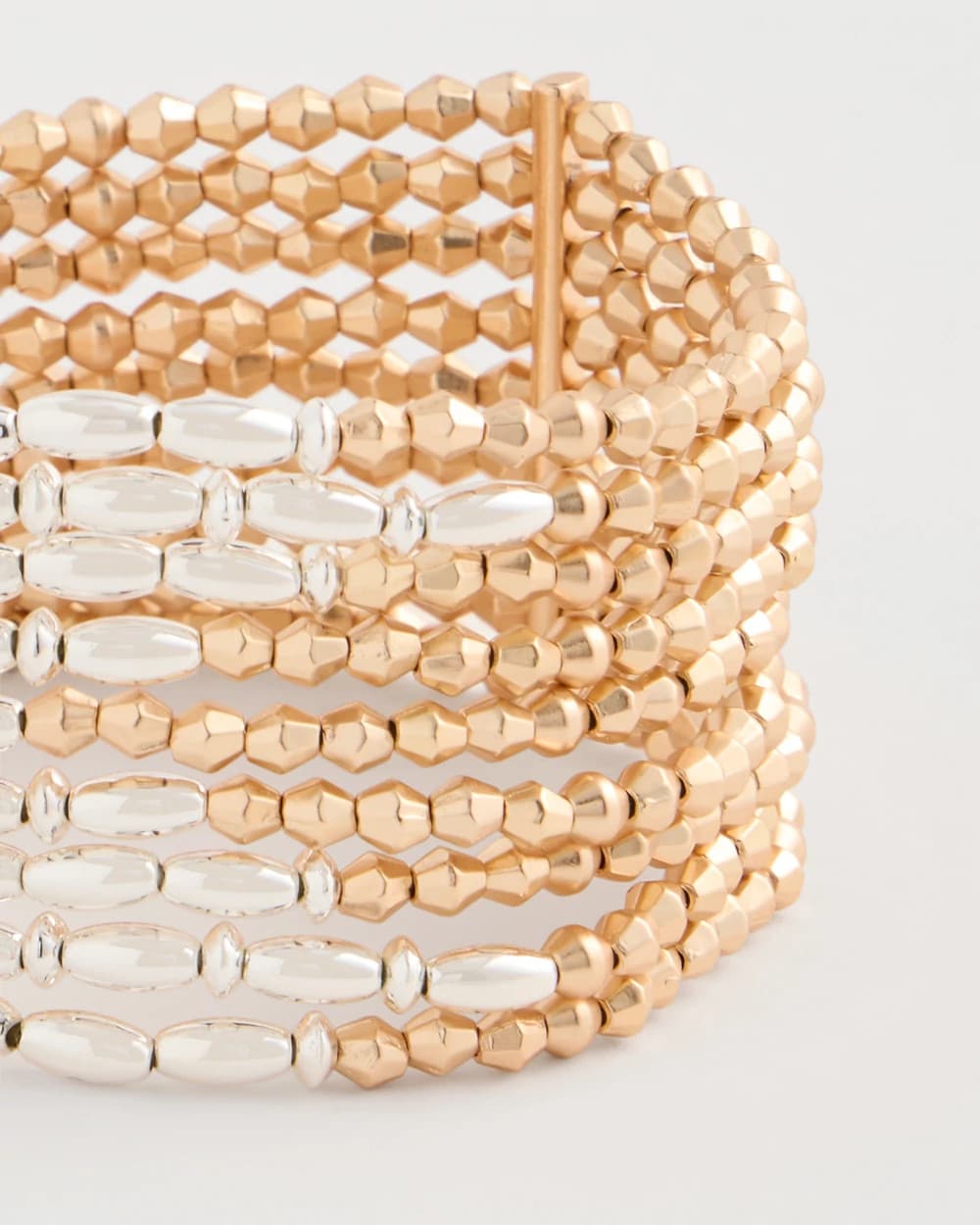Multi-Strand Beaded Stretch Bracelet Mixed Metals - Chico's