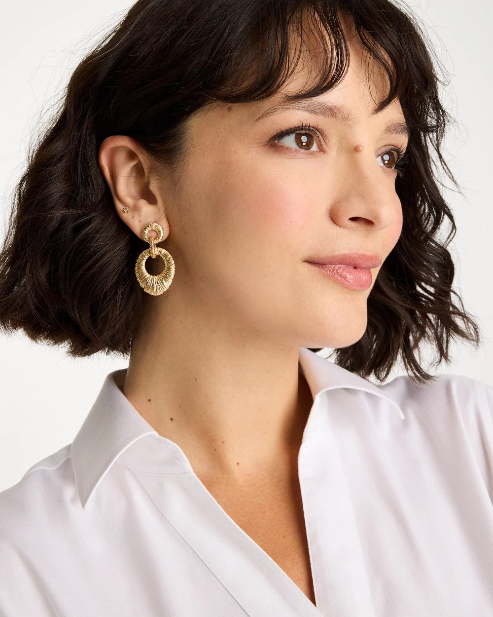 Crinkle Goldtone Doorknocker Earrings Gold - Chico's