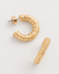 Crinkle Goldtone Hoop Earrings Gold - Chico's