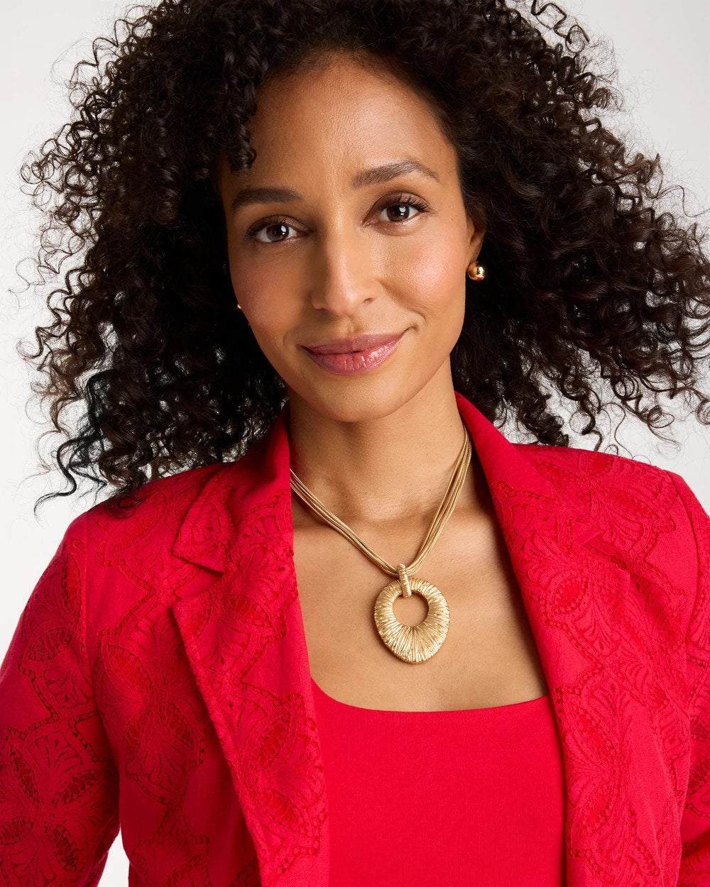 Crinkle Goldtone Pendant Necklace Gold - Chico's