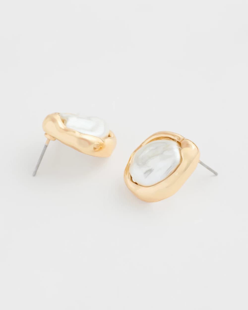 Pearlescent Golden Rimmed Stud Earrings Gold - Chico's