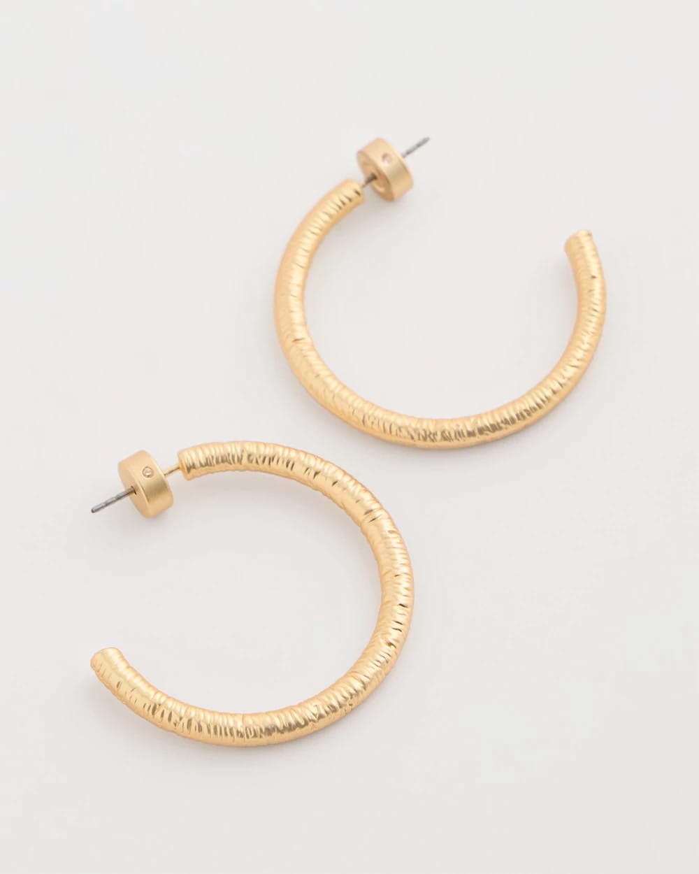 Goldtone Textured Hoop Earrings Gold - Chico's