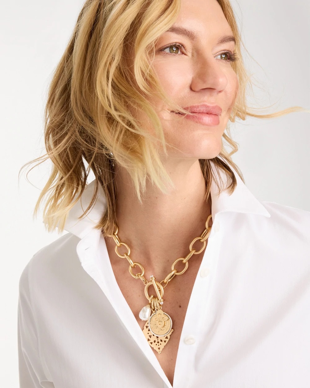 Toggle Cameo Charm Necklace Gold - Chico's