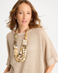 Chico's Originals Faux Horn Geo Necklace Neutral - Chico's