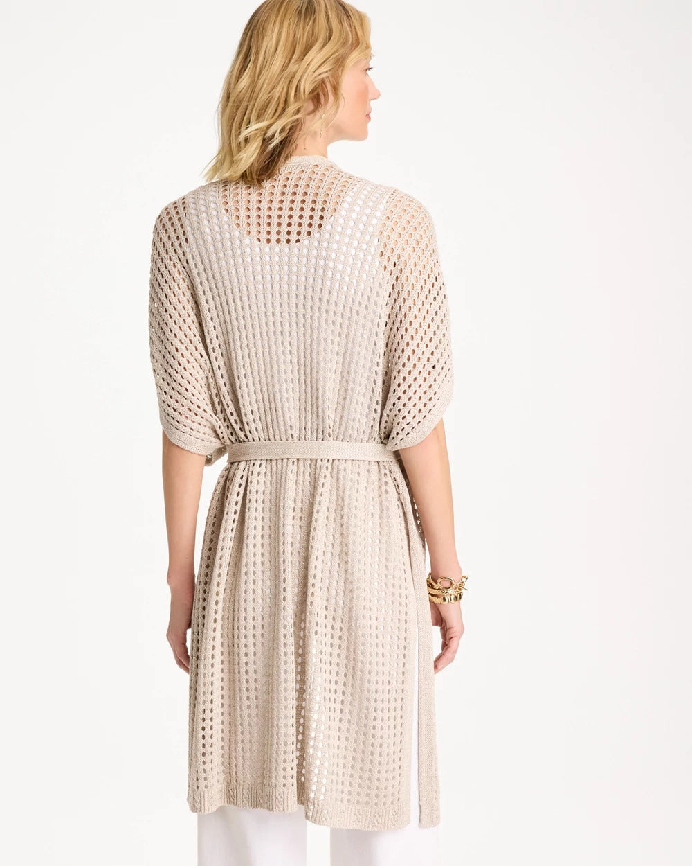 Crochet Knit Belted Ruana Neutral - Chico's