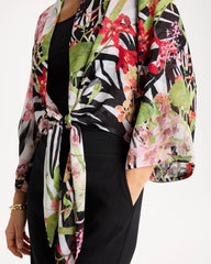 Georgette Tie-Front Kimono Black - Chico's