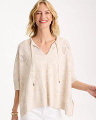 Crochet Lace Notch Neck Poncho Ecru - Chico's