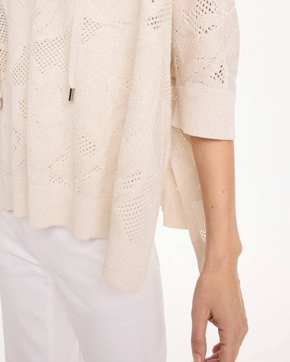 Crochet Lace Notch Neck Poncho Ecru - Chico's