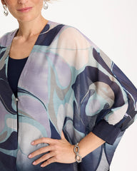 Woven Printed Cocoon Ruana Passport Blue - Chico's