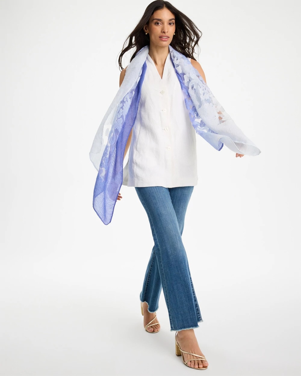 Ombre Burnout Oblong Scarf Blue - Chico's