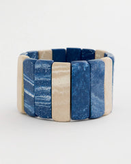 Blue-Neutral Wood Stretch Bracelet Blue Multi - Chico's